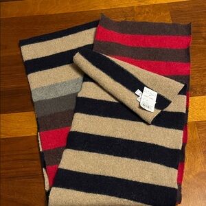 Barneys New York Striped Scarf in Beige, Navy & Red, new! Super soft